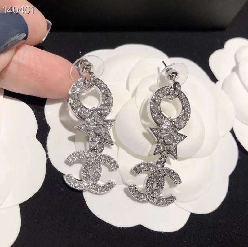 Chanel Double C Pendant Earring Strass Crystal