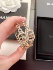 CHANEL Hollow Out Big Loop Earring Imitation Pearls Strass Crystal