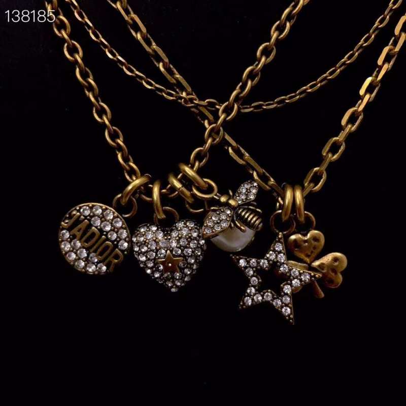 Dior Multiple Strands necklace crystal heart star beer charm