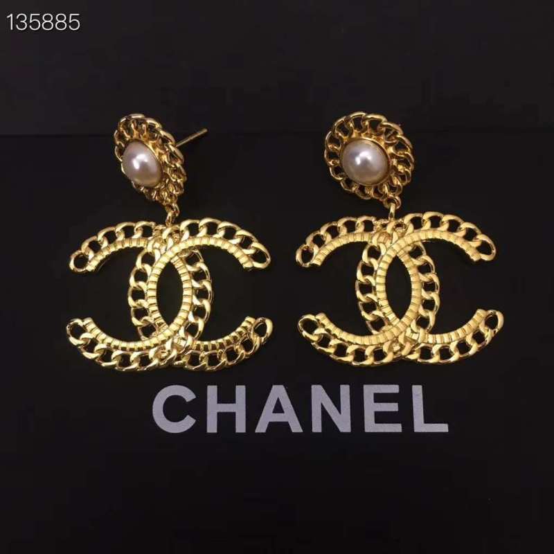 Chanel Round Drop Earring Metal &amp; Glass Pearls