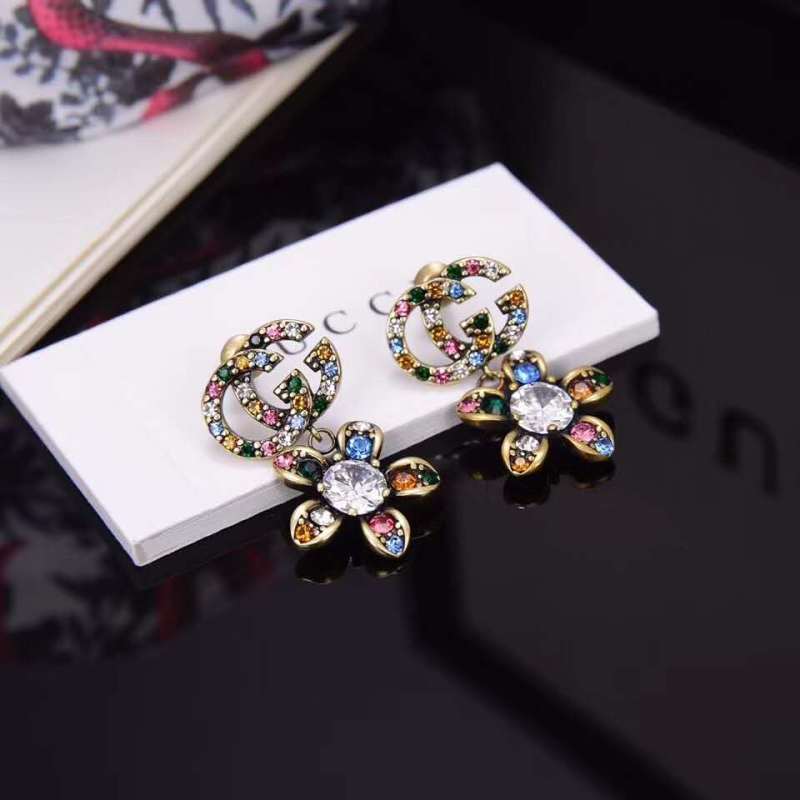 Double G and flower Earring with diamonds