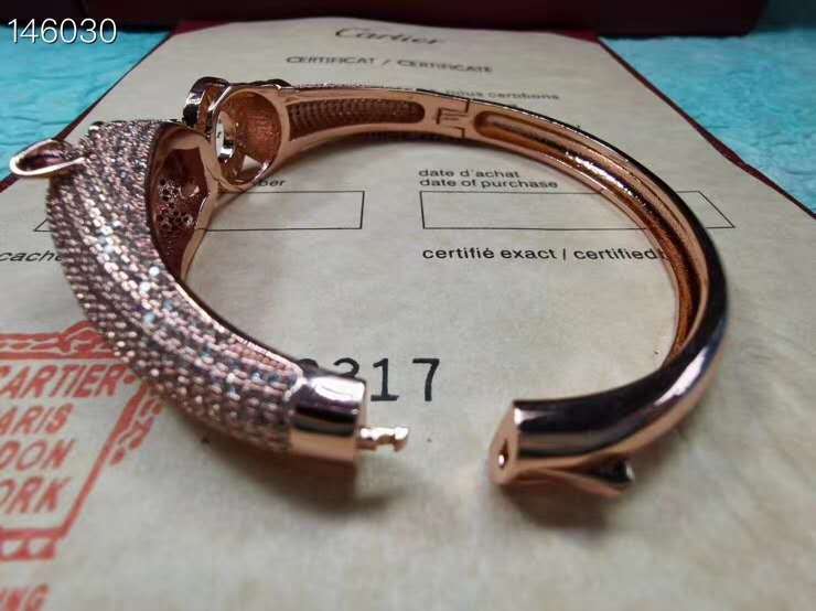 Cartier panther PANTHÈRE DE CARTIER BRACELET Paved Green Eye Pink Gold Rose Gold Yellow Gold Silver color DL01