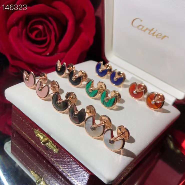 Cartier AMULETTE DE CARTIER EARRINGS MOTHER-OF-PEARL DIAMONDS padlock closing