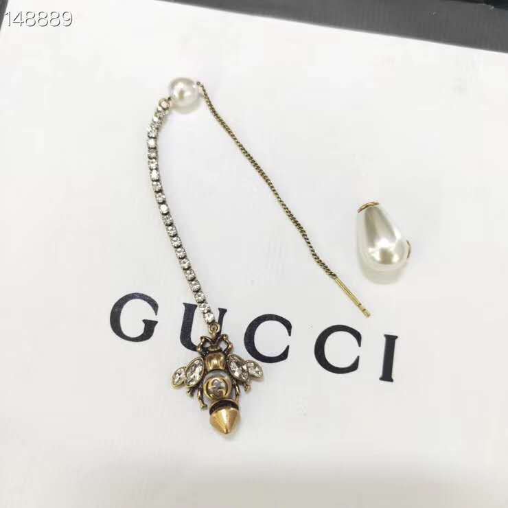Gucci Single bee earring with pearl Long Chain Earring drop Bee charm.