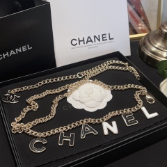 Chanel 2022S Enamel Letter Pendant Chatelaine Long Waist Chain Costume jewelry