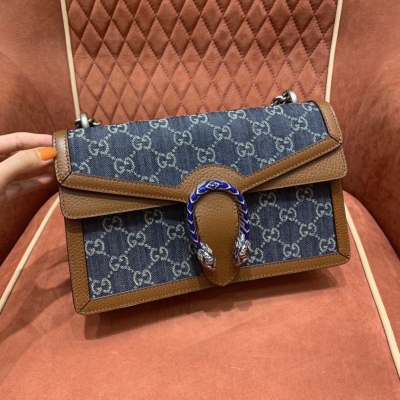 Gucci Denim Flap closure chain strap Retro Bag