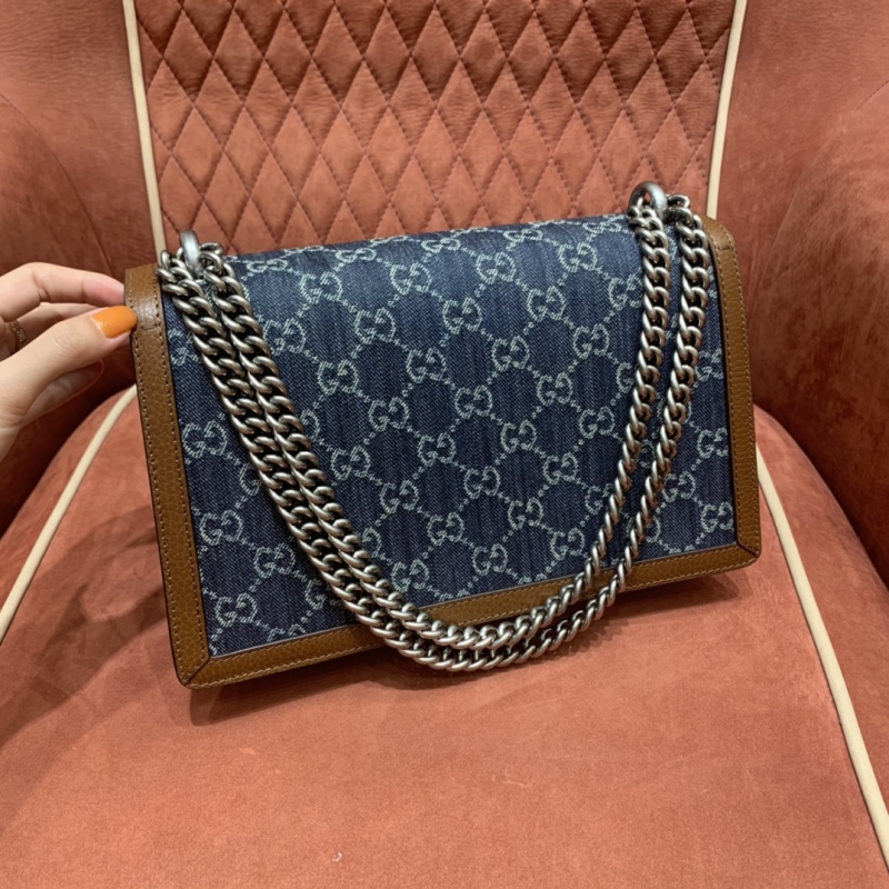 Gucci Denim Flap closure chain strap Retro Bag