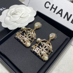 Chanel Birdcage Earring Crystak Pearl Metal