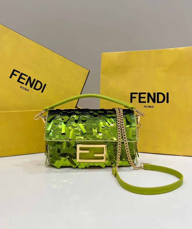Fendi Baguette Mini Sequin Iconic Embroidered Front Clap Cross Body Shoulder The Authenic Quality Top Replica