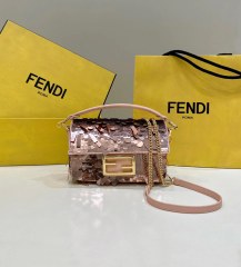 Fendi Baguette Mini Sequin Iconic Embroidered Front Clap Cross Body Shoulder The Authenic Quality Top Replica