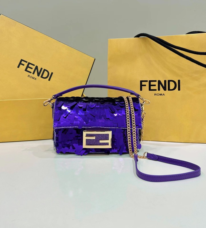 Fendi Baguette Mini Sequin Iconic Embroidered Front Clap Cross Body Shoulder The Authenic Quality Top Replica