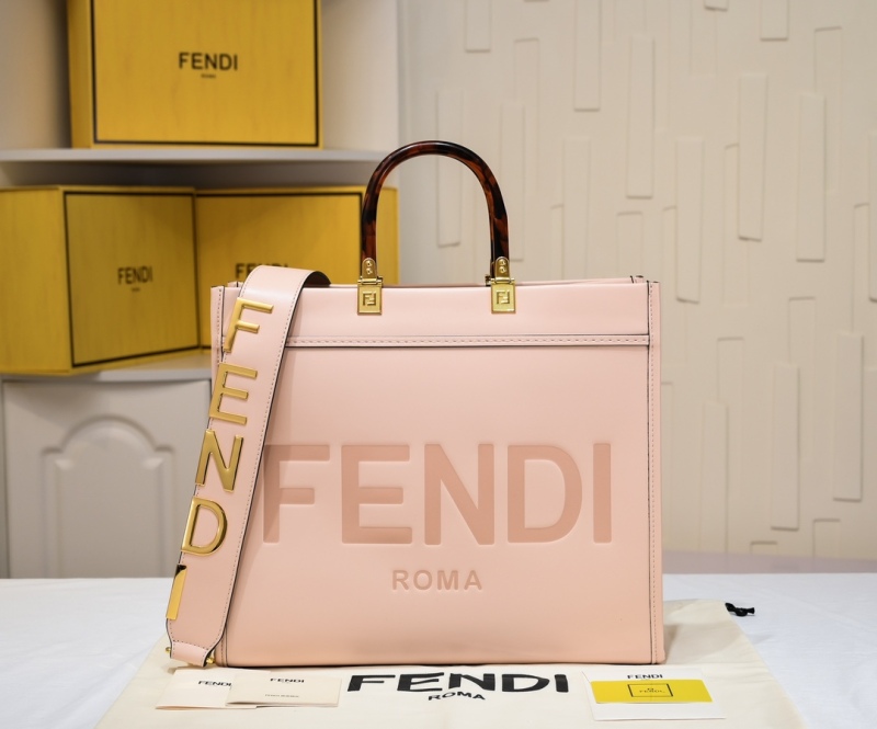 Fendi Sunshine Brown leather shopper Bag Shoulder Strap Top Replica