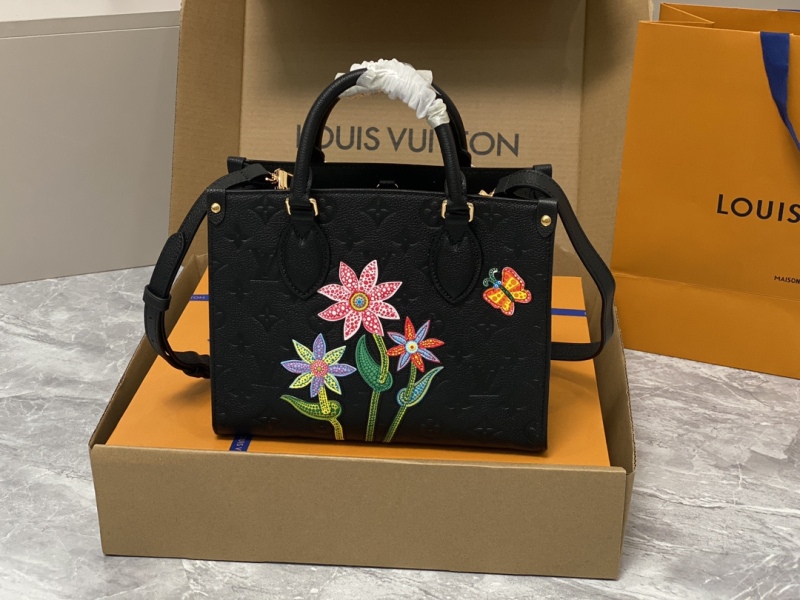 Flower Pattern Louis Vuitton LV x YK OnTheGo MM Double Handle Top Replica