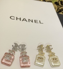 Chanel Perfume Bottle Colorful Crystal Pendant Stud Earring The Authentic Quality Replica