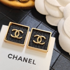Chanel Square Leather Surface Stud Earring Replica Logo and details same as the genuine in the boutique