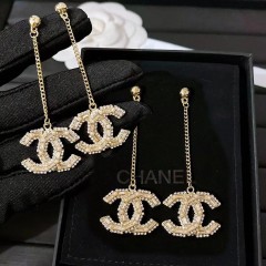 Chanel Long Chain CC Pendant Sqaure Strass Earring Replica Logo and details same as the genuine in the boutique
