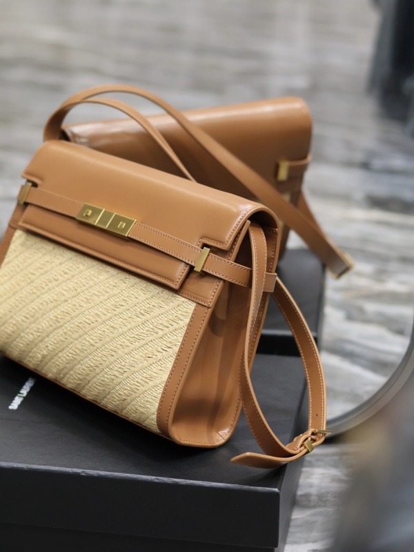 YSL Saint Lauren Replica Bag Authenic Quality Manhattan Shoulder Bag in Raffia And Vegetable-Tanned Leather