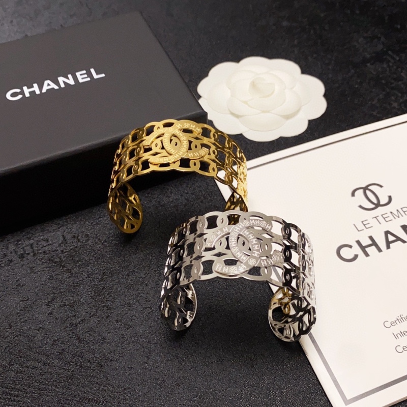 Chanel Replica Cuff Bracelet Hollowing Metal Wide Brass Top Best Quality