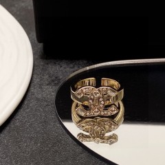 Chanel Replica Costume Jewelry CC MONOGRAM Crystal Open Ring