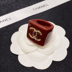 Chanel Replica Costume Jewelry Resin Square Big CC Ring Chocolate