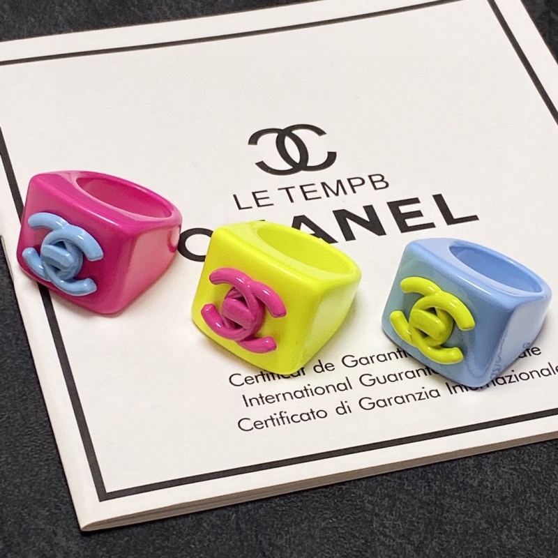 Chanel Replica Costume Jewelry Resin Colorful CC Sqaure Ring