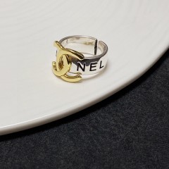 Chanel Replica Costume Jewelry CC Monogram Carved Letter Metal Open Ring