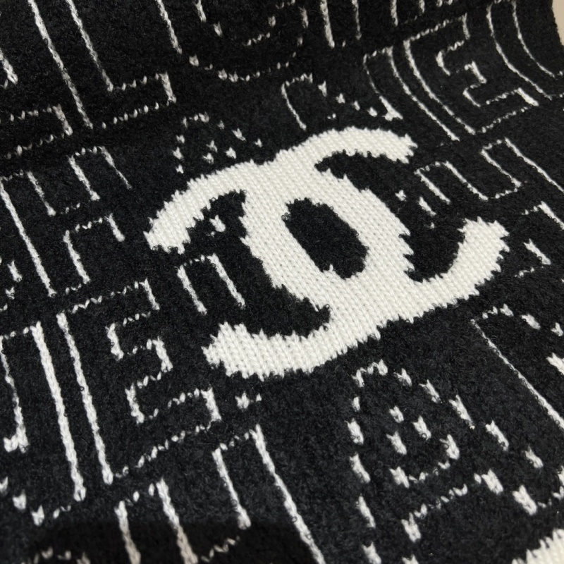 Chanel Replica Letter Jacquard Scarf White Black Cashmere Silk Combination Kintted Chocolate Luxury Brand Factory Outlet Wholesale