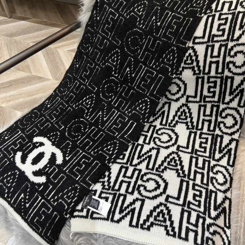 Chanel Replica Letter Jacquard Scarf White Black Cashmere Silk Combination Kintted Chocolate Luxury Brand Factory Outlet Wholesale