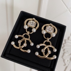 Chanel Top Replica Copy Big Pendant Earring Diamond CC Monogram Luxury Brand Factory Outlet Wholesale