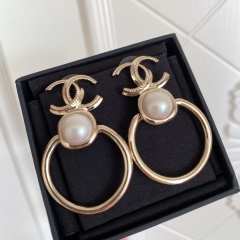 Chanel Top Replica Copy Big Pearl Hoop Pedant Earring Luxury Brand Factory Outlet Wholesale