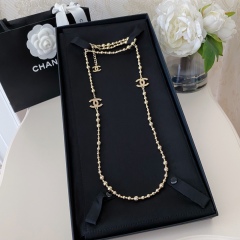 Chanel Top Replica Copy Metal Glossy Ball Long Necklace Luxury Brand Factory Outlet Wholesale