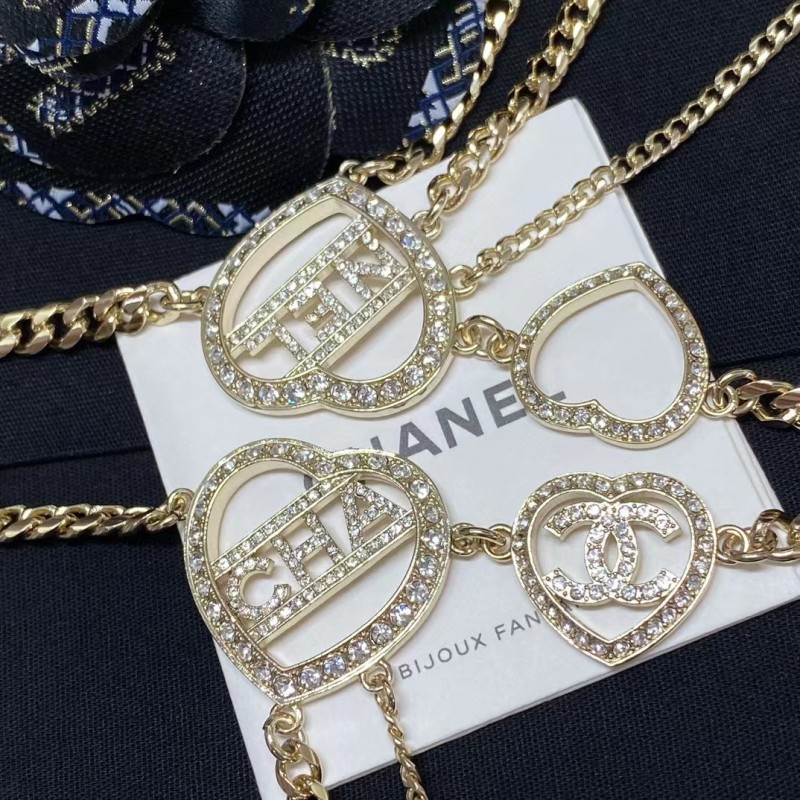 Chanel Top Replica Copy 23B Crystal Heart Waist Belt Metal Chain Belt Luxury Brand Factory Outlet Wholesale