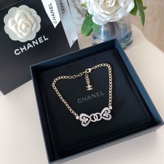Chanel Top Replica Copy 23k Crystal Heart CC Pendant Chain Choker Short Necklace Victoria Contrast Color Luxury Brand Factory Outlet Wholesale
