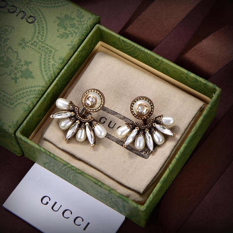Gucci 2023 Top Replica GG Monogram Crystal Pearl Pendant Earring Luxury Brand Factory Outlet Wholesale