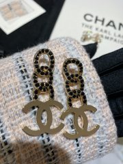 Chanel Top Replica Big Black Strass Long Chain CC Pendant Earring Necklace Factory Outlet Wholesale