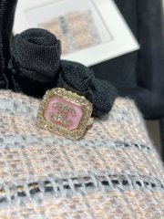 Chanel Top Replica Ring Sqaure Pink Strass Factory Outlet Wholesale