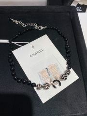Chanel Top Replica Black Pearl Short Necklace Zebra Strass Pendant Luxury Brand Factory Outlet Wholesale