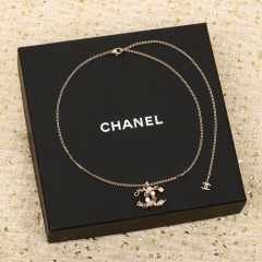 Chanel Top Replica A Copy 24C Slim Chain Strass CC Pendant Necklace Factory Outlet Wholesale