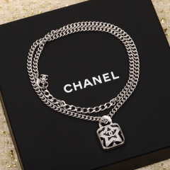 Chanel Top Replica A Copy 24C Strass Star Square Pendant Necklace Factory Outlet Wholesale