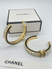 Black Yellow Gold Hoop Strass Earring Chanel Top Replica A Copy Fashion Costume Jewerlry