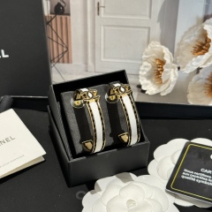 Chanel Top Replica AAA Copy Cruise 2023/24 Gold Black White Metal Resin Big Hoop Earring Factory Outlet Wholesale