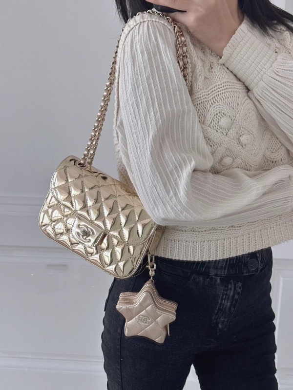 Chanel Top Replica AAA Copy 24C Mirror Metallic Mini Flap Bag &amp; Star Coin Purse Factory Outlet Wholesale