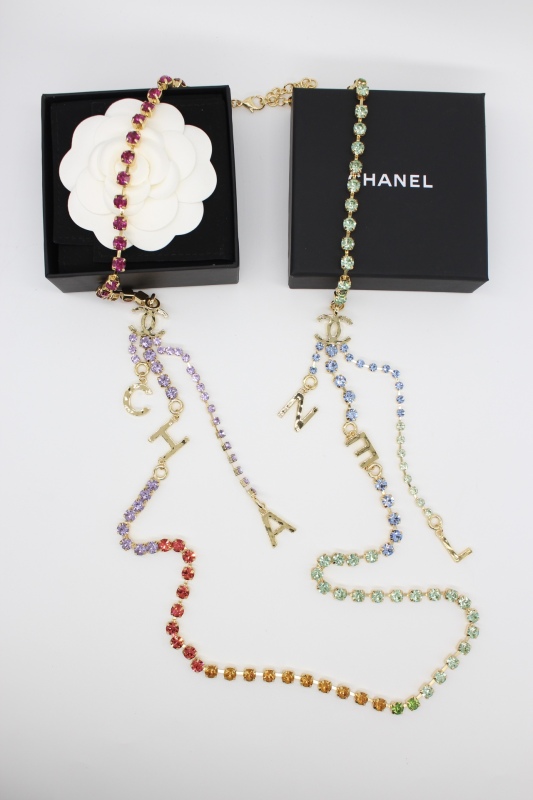 Chanel Top Replica AAA Copy 2023/2024 Long Colorful Strass Slim Necklace Letter Pendant Factory Outlet Wholesale