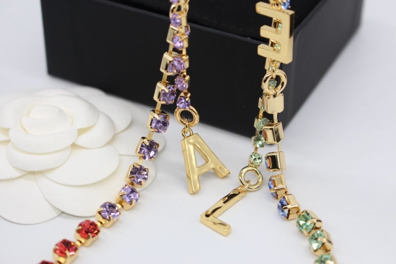 Chanel Top Replica AAA Copy 2023/2024 Long Colorful Strass Slim Necklace Letter Pendant Factory Outlet Wholesale