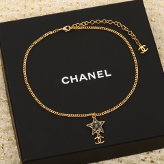 Chanel 24C Long Chain Enamel Pentacle Star Pendant Necklace AAA 1:1 Replica Costume Jewelry Wholesale