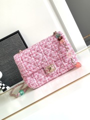 Chanel Top Replica AAA Copy 23P Acrylic Heart Candy on Strap Tweeds Flap Bag Factory Outlet Wholesale