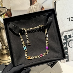 Chanel Replica Costume Jewelry 23/24 Chain Gold Multicolor CHOKER Colorful Enamel CC LogoTop Best Quality