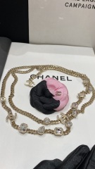 Chanel Replica Costume Jewelry Cruise 23/24 Metal Rectangle Strass Chain Long Necklace Top Best Quality