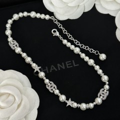 Chanel Top AAA 1:1 23S Pearl White Chain Strass Star Short Necklace Factory Outlet Wholesale