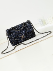 Chanel 23C Navy Sequins Sequined Flap Shoulder Strap Mini Evening Bag 1:1 AAA Factory Outlet Wholesale